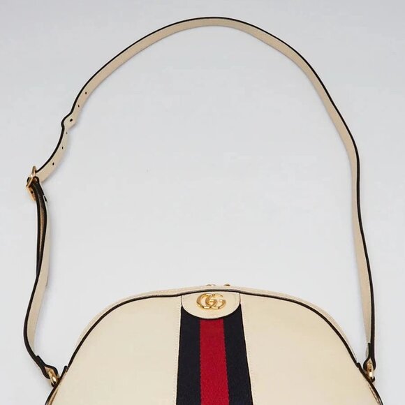 Gucci White Leather Vintage Web Small Ophidia Crossbody Bag - Picture 8 of 12